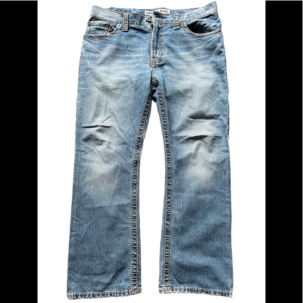 Pre-Owned Mens Express Kingston Classic Fit Bootcut Jeans SZ 33W x 30 L